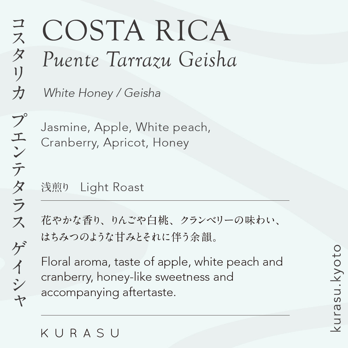 【Premium】Costa Rica Puente Tarrazu Geisha[Light roast]